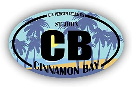 CB קינמון מפרץ איי הבתולה האמריקני סנט ג'ון | מדבקות ציון דרך בחוף | אוקיינוס, ים, אגם, חול, גלישה,